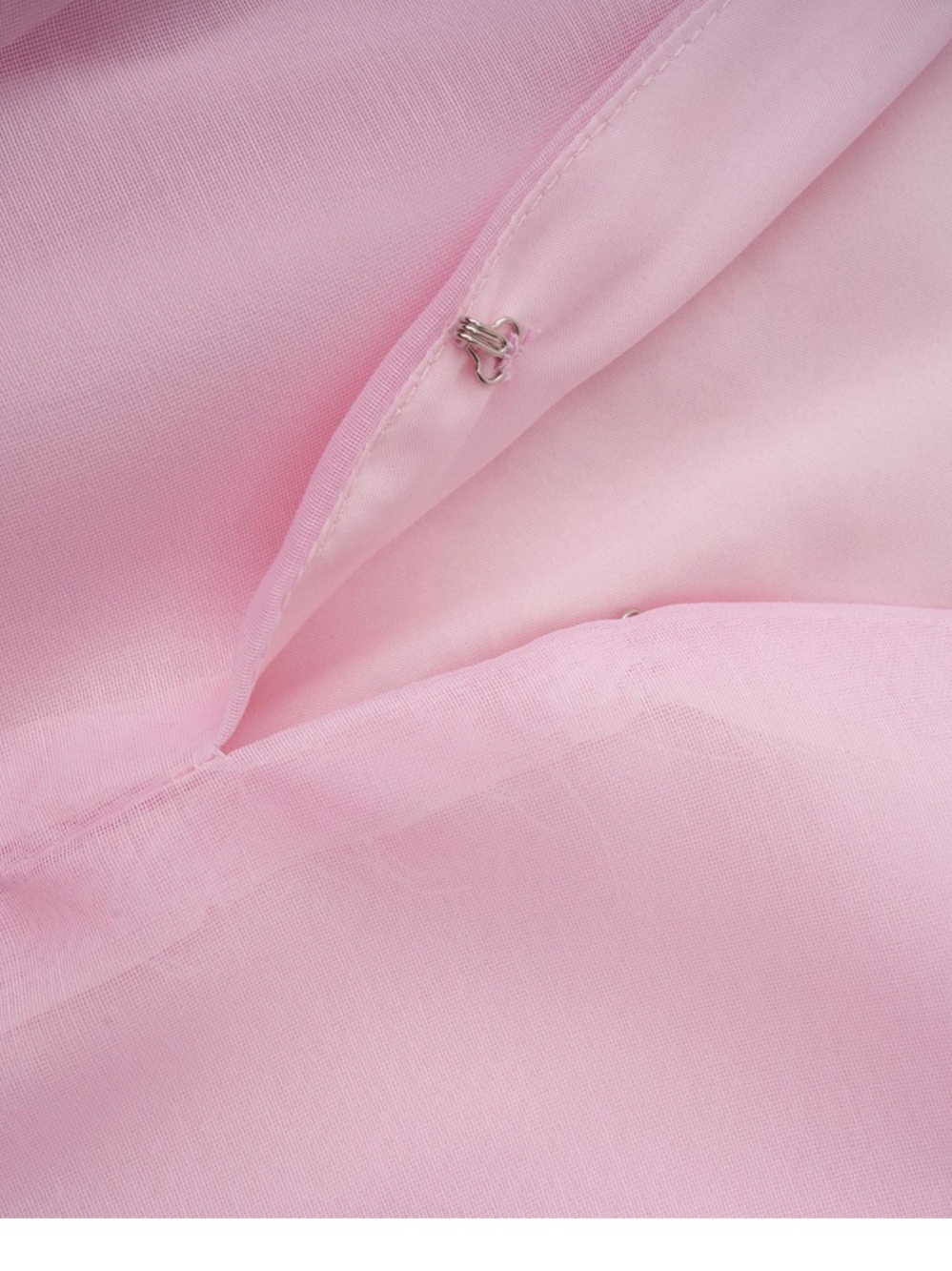 Light Pink Embroidered Puff-Sleeve Tiered Dress, M - Picture 10 of 10